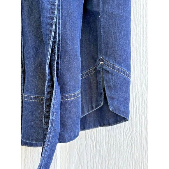 White House Black Market Womens 4 Denim Button Closure Dress cowgirl western - Picture 9 of 14